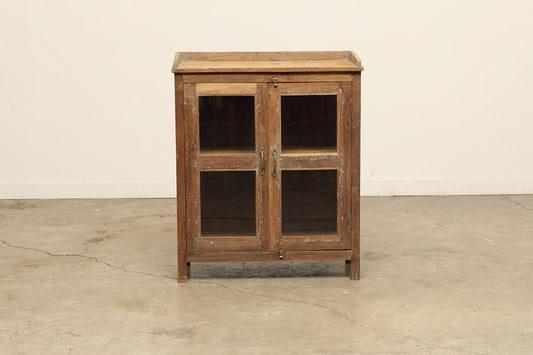(LHE051) Vintage Teak & Glass Cabinet (32x15x38)