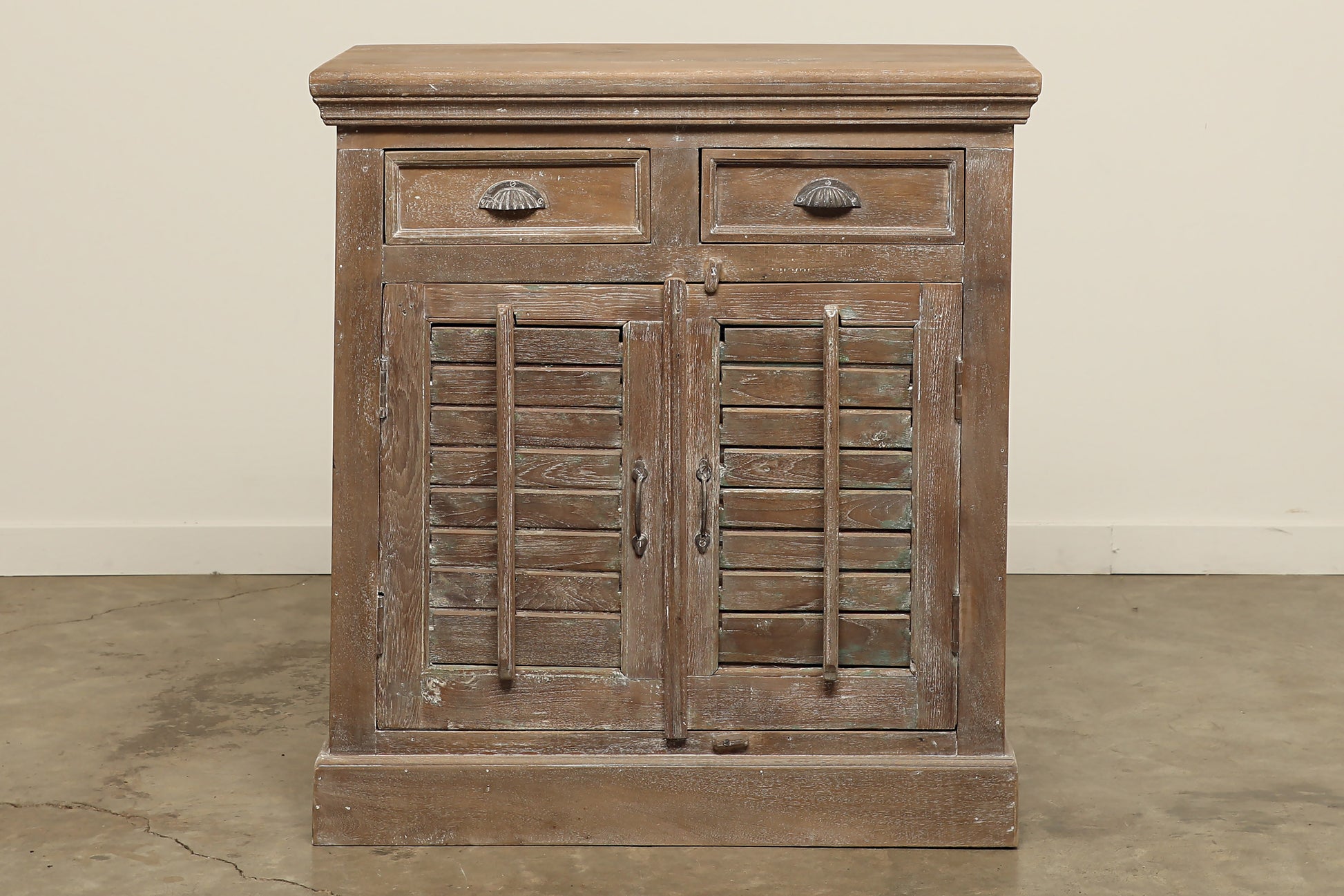 Shutter solid wood vintage antique storage cabinet