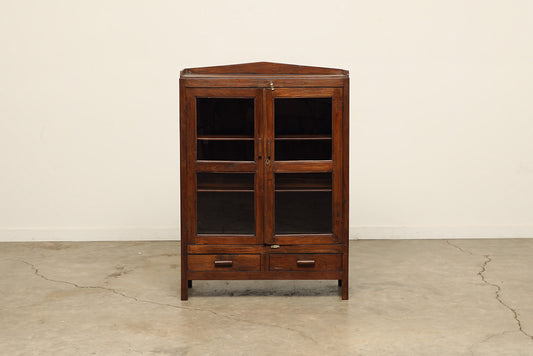 (LHE048) Vintage Teak & Glass Cabinet (36x13x49)