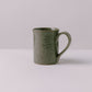 olive green antique glaze hand thrown coffee and tea mug