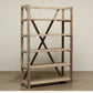 light solid acacia wood five shelf standing bookcase with cross back - modern wooden storage shelves