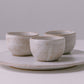 rustic white glaze three bowls and serving platter