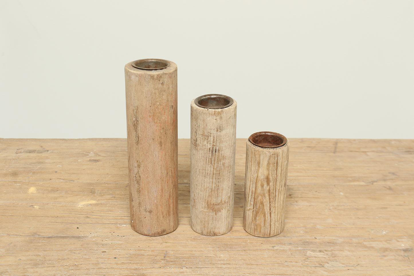 reclaimed wood candle holders  handcrafted carved item comes in a set of 3