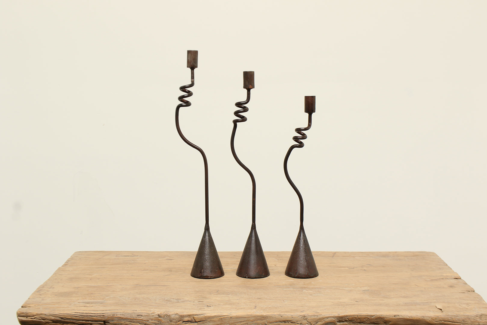 set of three candle stand stick holders