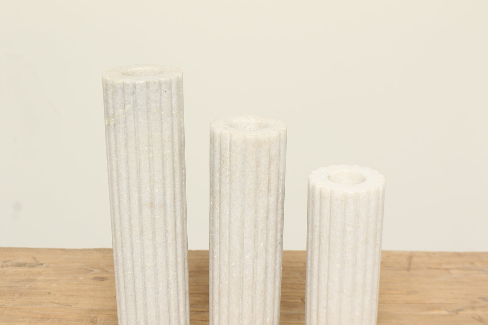 White marble candle holder stand set of three is simple and timeless