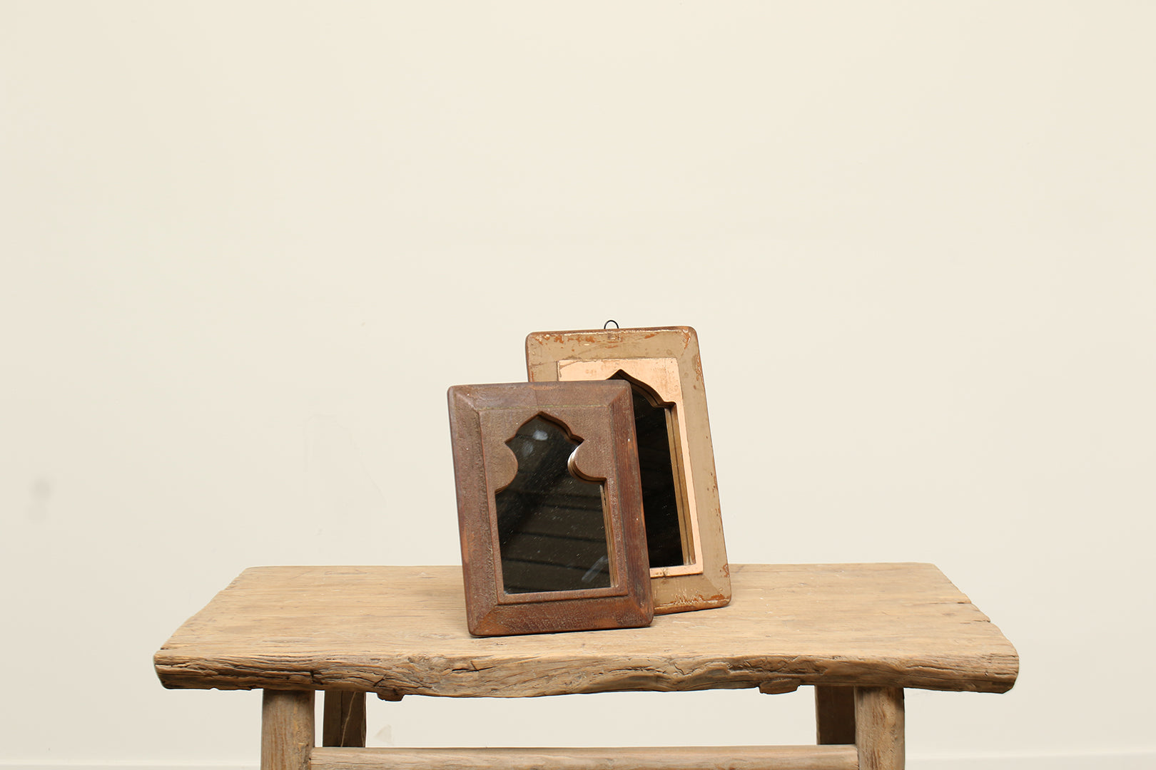vintage wood photo frame table top mirror