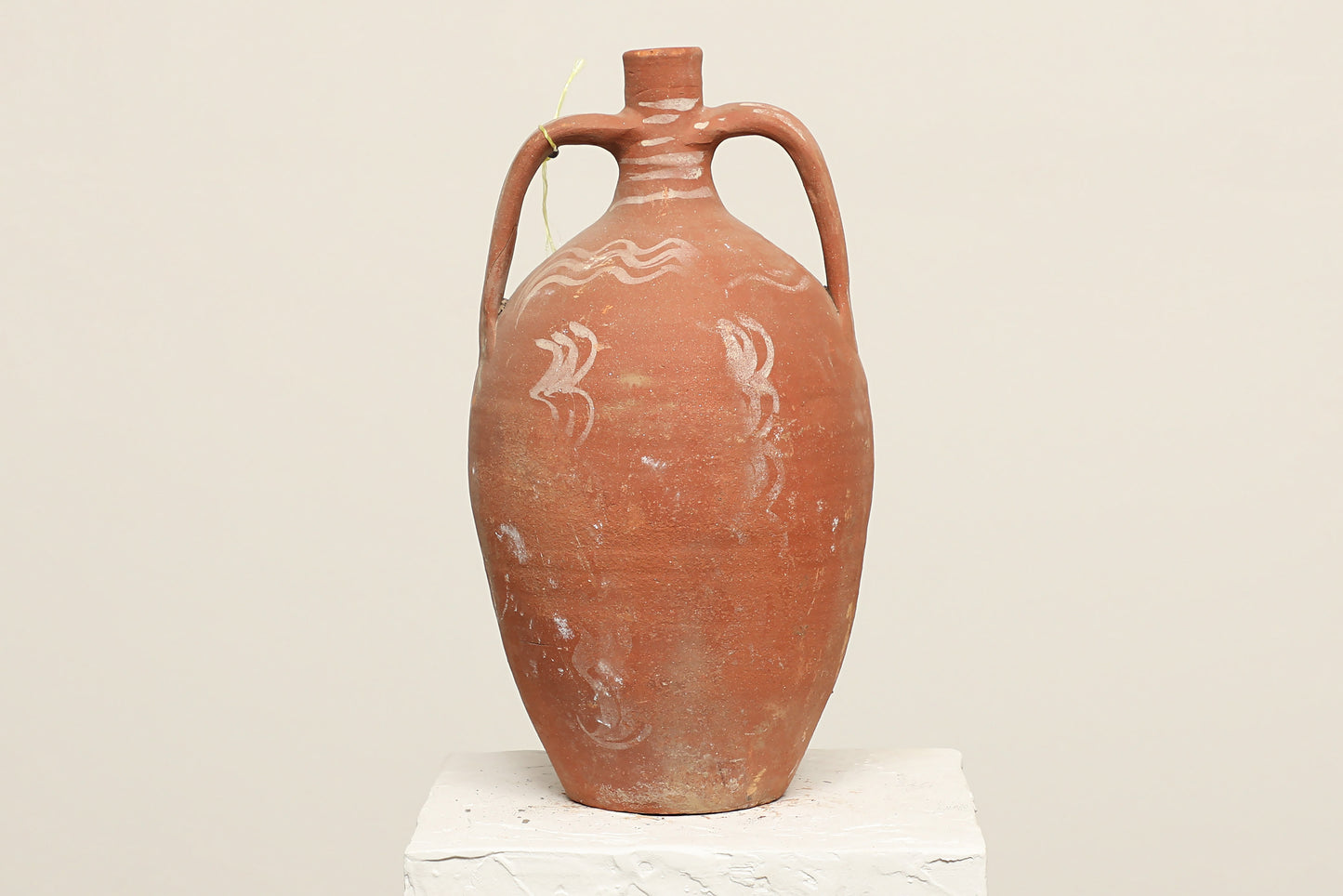 A one-of-a-kind  rustic red Turkish vintage vase pot with two handles, crafted from terry cotta clay, this piece showcases timeless quality and antique craftsmanship, adding a unique touch of history to your space