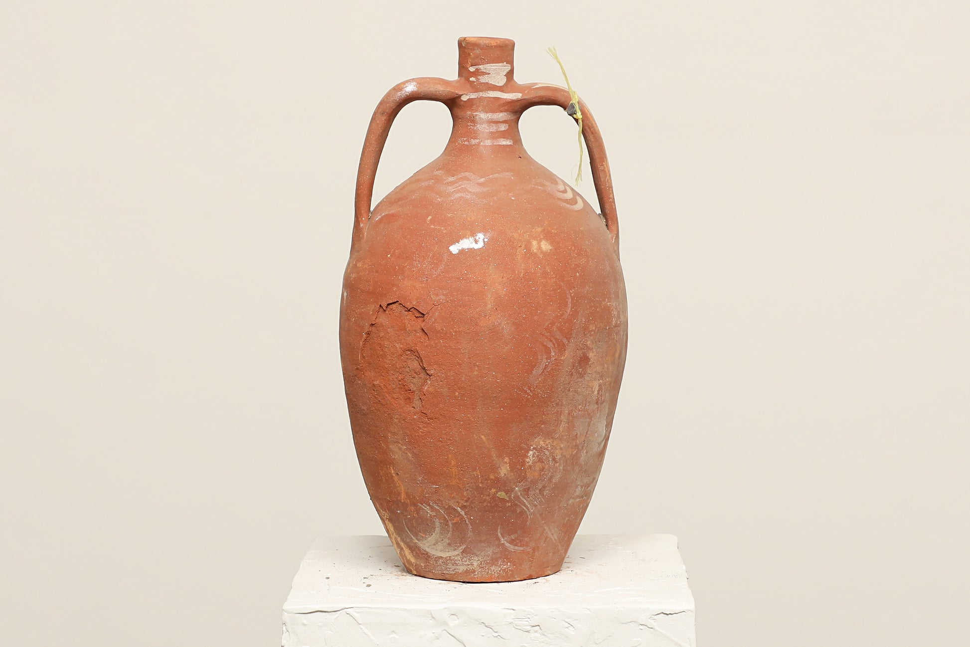 A one-of-a-kind  rustic red Turkish vintage vase pot with two handles, crafted from terry cotta clay, this piece showcases timeless quality and antique craftsmanship, adding a unique touch of history to your space
