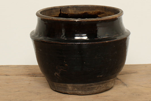 (GAQ011)  Vintage Lacquer Pot - Circa 1900 (9x9x7)
