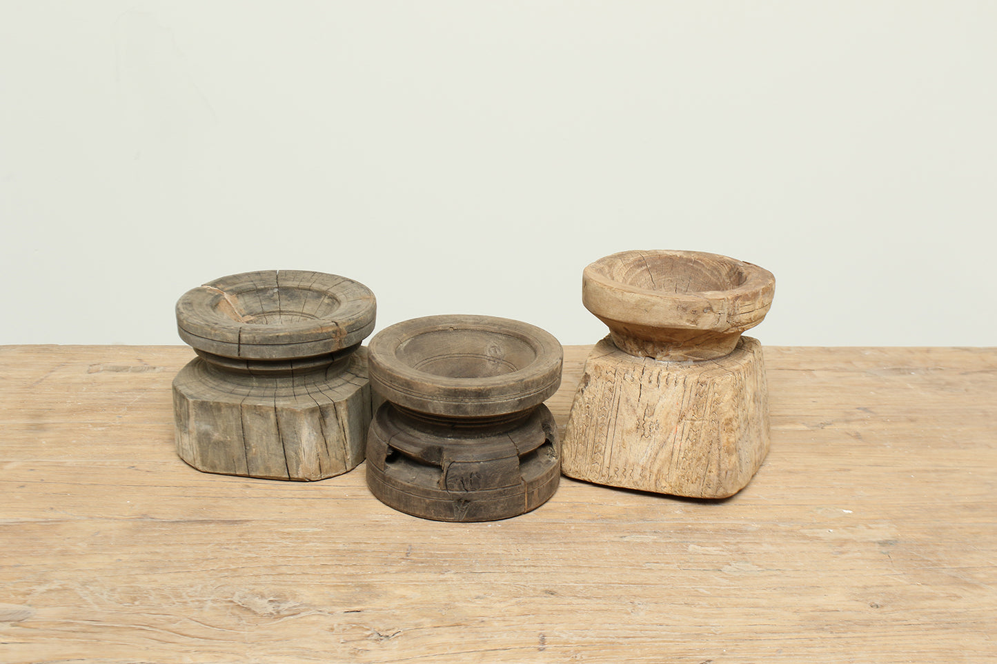 unique hand-carved made of acacia wood vintage candle stand.
