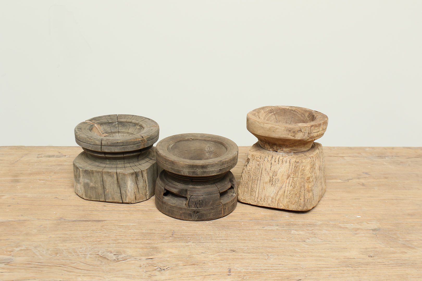 unique hand-carved made of acacia wood vintage candle stand.