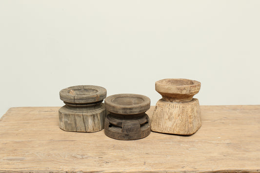 unique hand-carved made of acacia wood vintage candle stand.