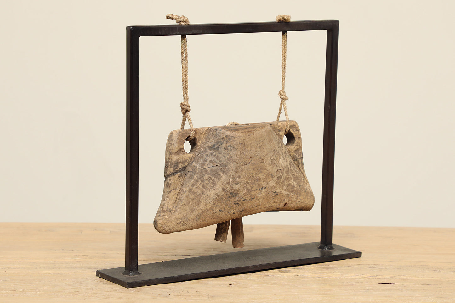 (PP073 ) Vintage Wooden Cow Bell on Stand