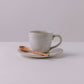 Minimalist oval shape white ceramic tea cup and saucer set