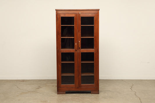 (LHE064) Vintage Teak & Glass Cabinet (92x40x180)